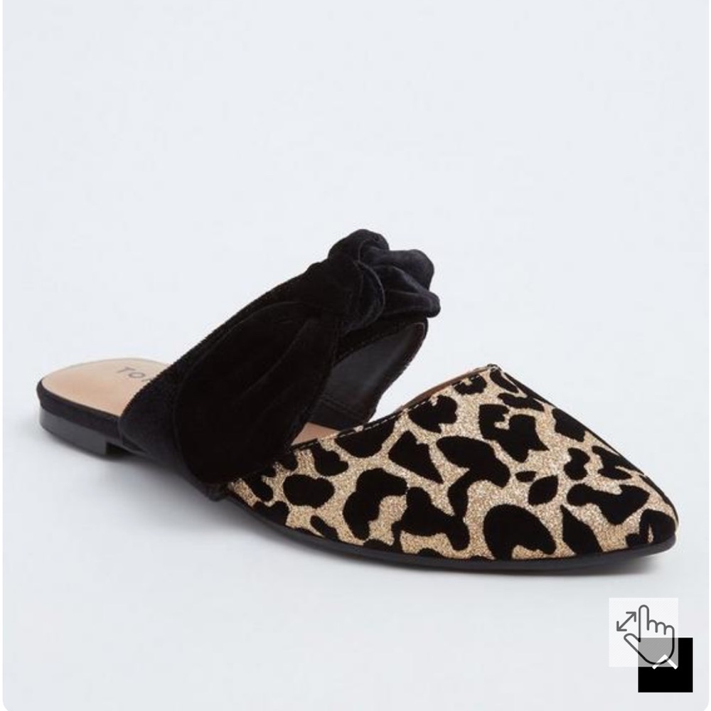 Black Leopard Bow Slip On Mule